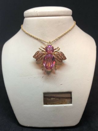 Vintage Joan Rivers Cancer Awareness Pink Hope Bumblebee Necklace/brooch