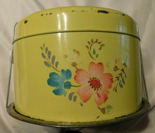 Vintage 1950s Metal Cake Pie Carrier Covered Storage Keeper Double Stack Handle