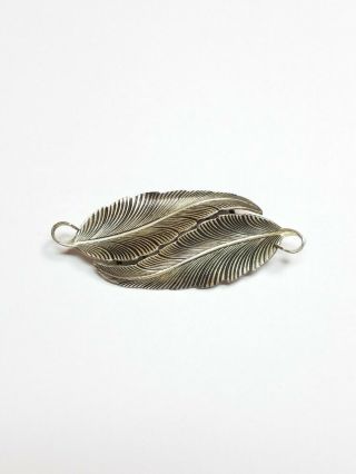 Vintage Beau Sterling Silver Double Feather/ Leaf Brooch Pin
