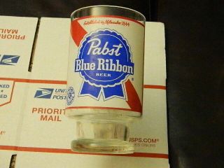 Large Vintage Footed Pabst Blue Ribbon Beer Glass