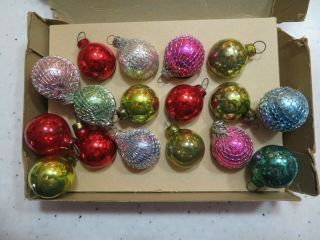 Vintage Mini Glass Christmas Tree Ornament Balls Multi Colored