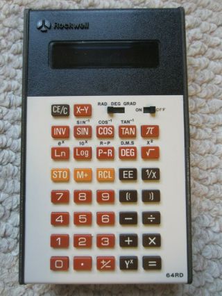 Vintage Rockwell Electronic Scientific Slide Rule Calculator Model 64rd 1976