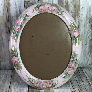 Vintage Terragrafics Large Oval Floral Picture Frame Ceramic Pink Signed Allen