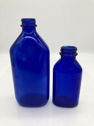 Vintage Cobalt Blue Glass Apothocary Pharmacy Bottles Phillips Milk Of Magnesia