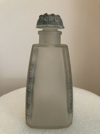 R.  Lalique Fleurettes Perfume Bottle C.  1921 Frosted Glass Signed 6 " Tall