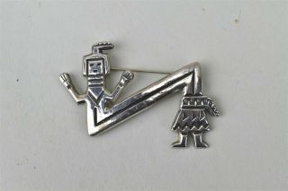 Vtg Felix Joe Fj Sterling Silver Native American Brooch Pin 925