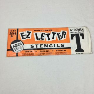 Vintage Ez Letter Stencils 4 " Roman Letters And Numbers Set 87 Complete