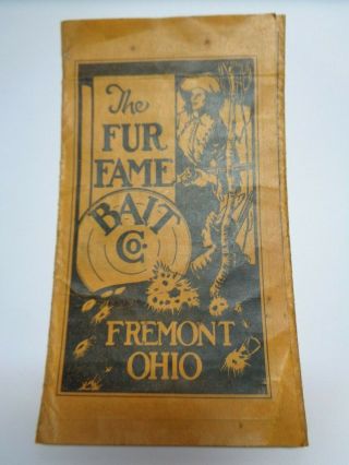 Vintage 1930’s Fur Fame Bait Company Fremont Ohio Product Pamphlet