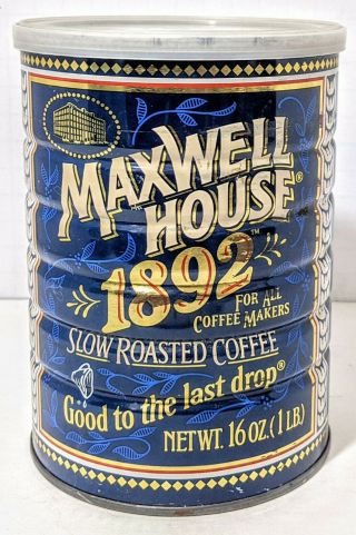 Vintage Maxwell House Coffee Tin 1892 Label,  From The 1990s