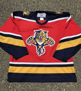 Vintage 90s Florida Panthers Ccm Hockey Jersey Nhl Sweater Adult Size Large