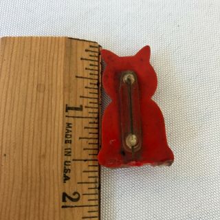Antique Vintage Red Celluloid Felix the Cat Googly Eye Clock Pin RARE 2