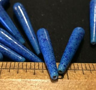 11 Vintage Blue Speckled Glass Half 1/2 Drill Bead Drop Jade Green 1 1/8 