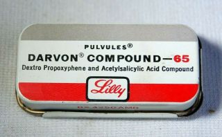 Vintage Miniature Medicine Tin Lilly Labs Darvon Compound - 65 Physician Sample