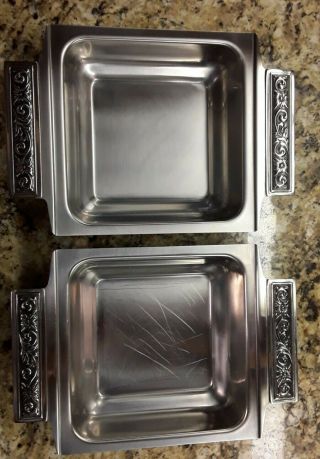 Vintage Set Of 2 International Decorator Buffet - Style Stainless Steel Bowls