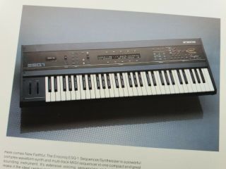 Ensoniq Esq - 1 Synthesizer Sales Brochure.  1986 Vintage Keyboard Synth