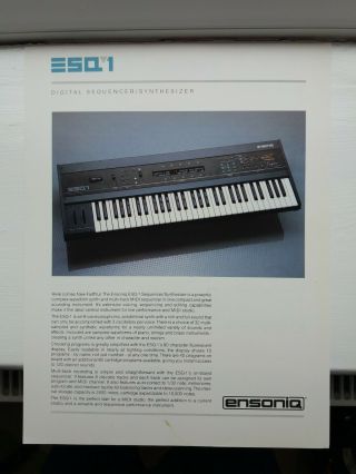 ENSONIQ ESQ - 1 synthesizer sales brochure.  1986 VINTAGE KEYBOARD SYNTH 2