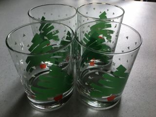 Vtg Dayton Hudson 1988 Christmas Tree Confetti Lowball Glasses 4