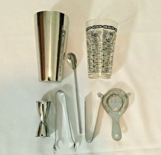 Vintage Stainless Steel Cocktail Shaker Glass Insert Boston Martini Shaker Set
