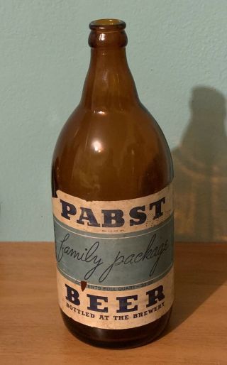 Vintage Quart Pabst Beer Bottle Paper Label
