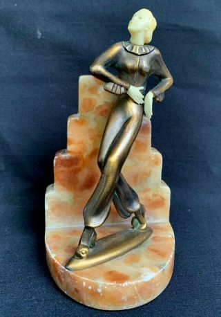 Vintage Art Deco Bookend Woman On Marble Base Jb Hirsch ????