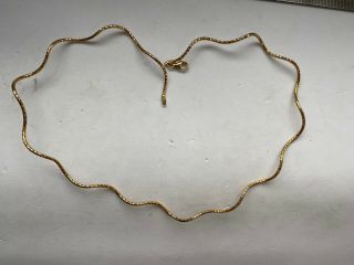 Vintage 925 Mark Gold Over Sterling Silver Wavey Necklace - 46cm