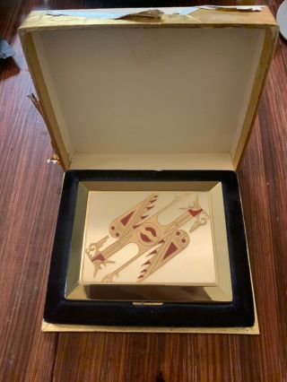 Richard Hudnut Thunderbirds 14k Gold Plates Compact Case With Powder And Box