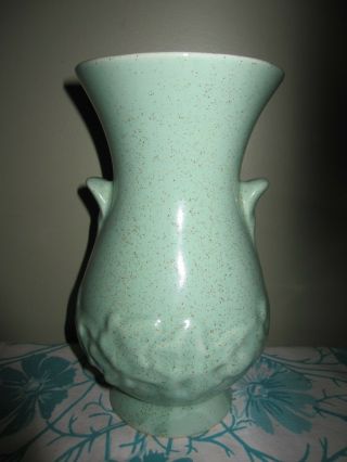 Vintage 500 Red Wing Pottery Vase Green Brown Spray Ivy Pattern 8 1/4 "