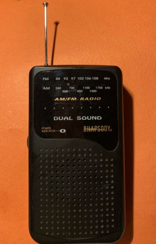 Vintage Portable Pocket Rhapsody Fm/am Dual Sound Transistor Radio