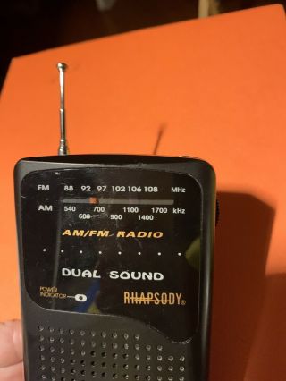 Vintage Portable Pocket Rhapsody FM/AM Dual Sound Transistor Radio 2
