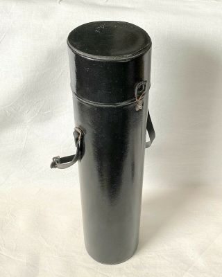 Vintage Hard Black Case With Strap For Camera Lens.