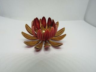 Vintage Metal Enamel Flower Pin,  Gold & Red Daisy,  2.  25 ",  Raised,  3d,  Unique