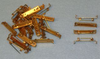 30 Vintage Brass Ribbon Badge Pinbacks Old Stock For Restoration