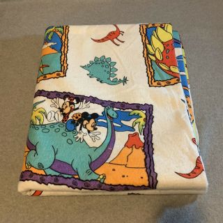 Mickey ' s Stuff for Kids Dinosaur Mickey Blanket Twin Full Size Blanket USA Vtg 3