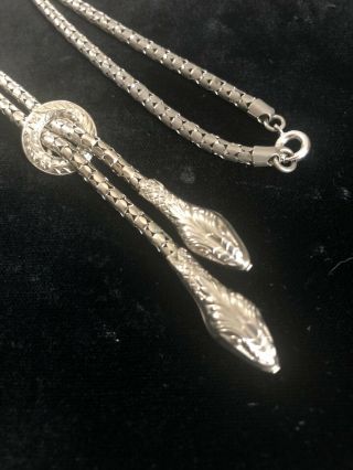 Vintage Art deco style double headed snake chain necklaces 2