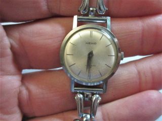Vintage Heno Incabloc 17 Jewels Swiss Ladies Hand Wind Wristwatch - Vgc,
