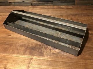 Vintage Gray Metal Tool Box Tray Caddy Tote W/ Divided Socket Partition