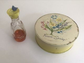 Avon Forever Spring Beauty Dust And Puff Toilet Water Vintage Yellow Flowers
