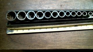 13 Diff Vintage 1947 (?) Snap - On 1/2 " Drive 12pt Sockets Sw Series W/ Tray