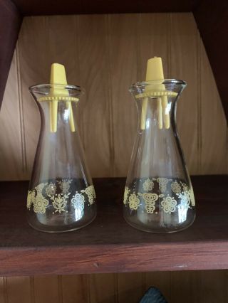Vintage Pyrex Gold Butterfly Salt And Pepper Shakers