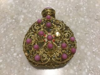 Vintage Perfume Bottle With Filagree And Jewels
