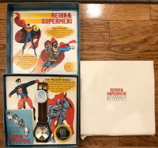Superman Watch Reign Of The Supermen Vintage 1993 Limited Edition Fossil W/coin