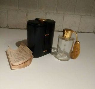 Guerlain Perfume Baccarat Bottle W.  Travel Atomizer In Black Leather Case 1962