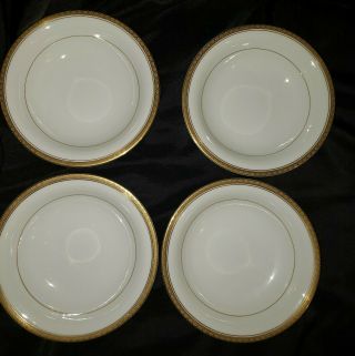 Vintage Noritake China Richmond Set/4 Soup/salad Bowls White W/gold Rim Japan