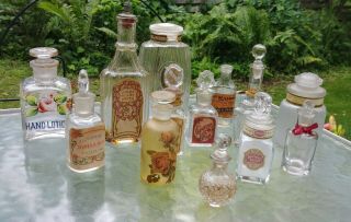 Assortment Of 12 Vintage And Antique Perfume Bottles
