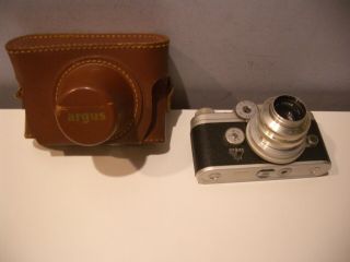 Vtg Argus C Four C4 Range Finder Camera 35mm Film Cintar 50mm f/2.  8 Lens Case 3