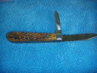 Old Vintage Schrade Cut.  Co.  Peachseed Bone Swell End 2 - Blade Jack Pocket Knife