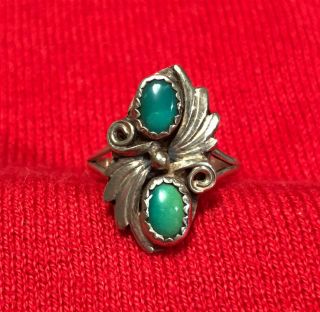 Vintage Navajo Native American Sterling Silver Oval Turquoise Ring Size 6.  5