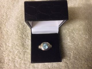 Vintage Silver Ring With Pale Blue Paste Stone
