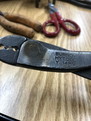 Vintage Burndy Hytool Y14mv Crimping Pliers,  Hydent Connectors 22 - 9,  Navy 1 - 14