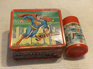 Vintage Aladdin 1978 " Superman " Full Size Lunch Box & Thermos